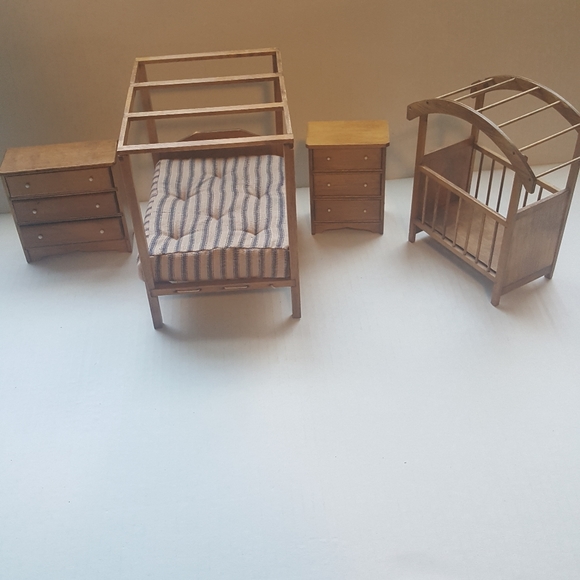 Toys Vintage Miniature Dollhouse Furniture Handmade Signed 4 Piece Bedroom Set Poshmark
